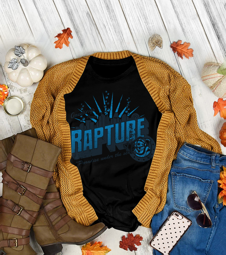 Greetings From Rapture Paradise Under the Sea Iconic Dive Suit and Skyline T-Shirt