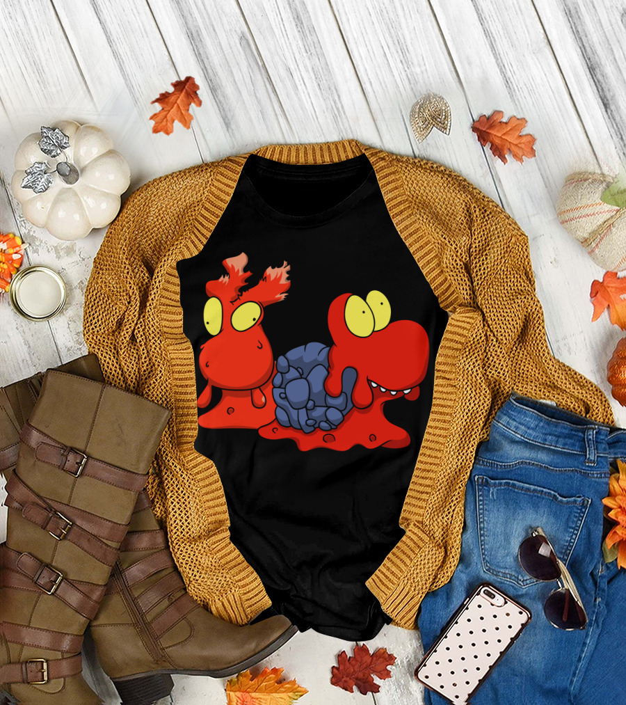 Lava Snails Fiery Cartoon Characters with Rock Shells T-Shirt