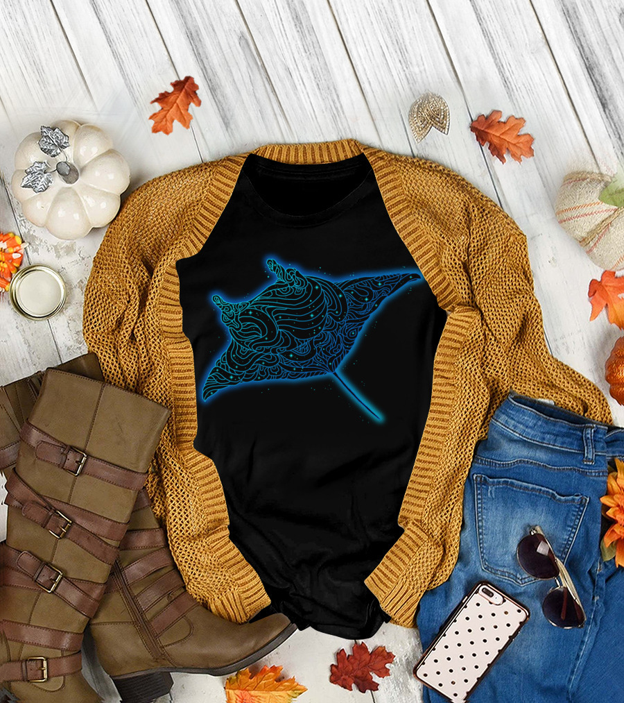 Electric Neon Ray Dark Swirl T-Shirt