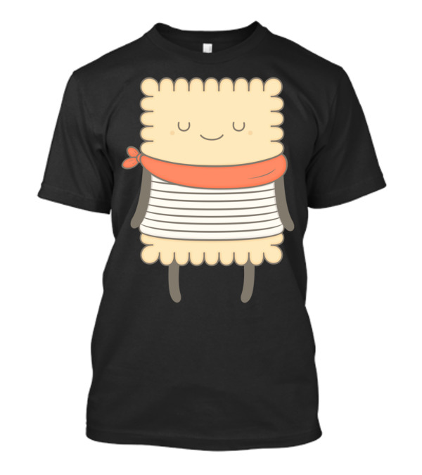 Le Petit Beurre Biscuit Character With Scarf And Striped T-Shirt