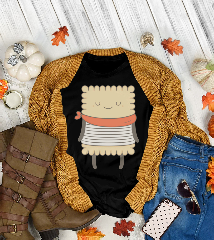 Le Petit Beurre Biscuit Character with Scarf and Striped T-Shirt
