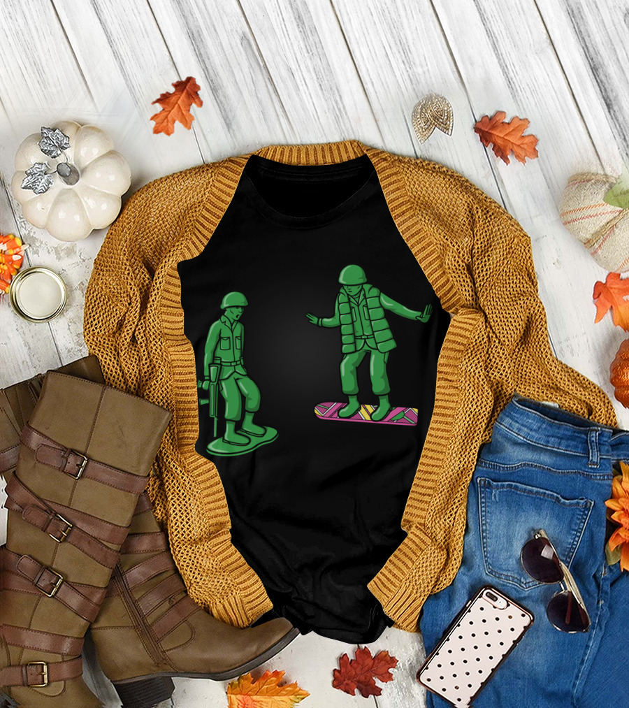 Back Toy The Future Green Army Toy Soldiers Hoverboard Adventure T-Shirt