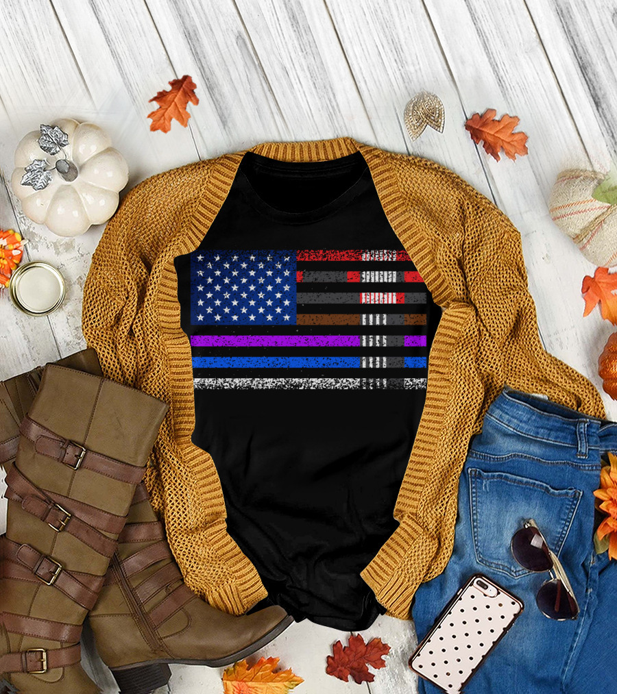 BJJ Belt Stripes Integrated in American Flag T-Shirt