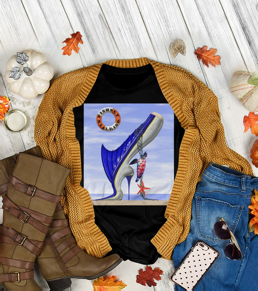 Fishnet Stalking Marine Life Conservat Ocean High Heel Fish T-Shirt