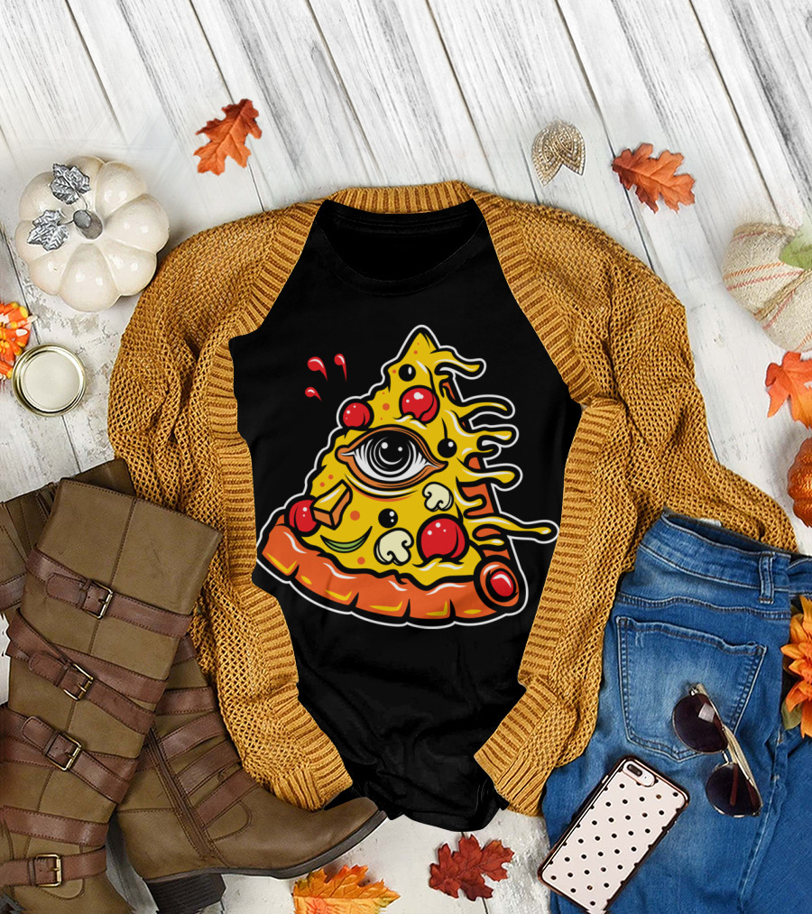 All Seeing Pizza Eye with Pepperoni and Cheese T-Shirt