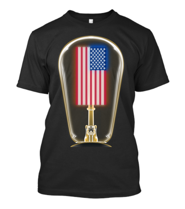4th Of July Neon Light American Flag Bulb T-Shirt
