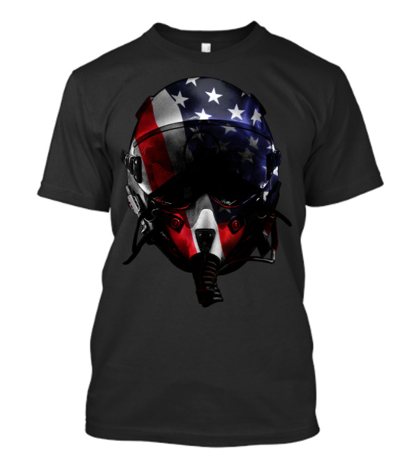 4th Of July American Flag Pilot Helmet T-Shirt