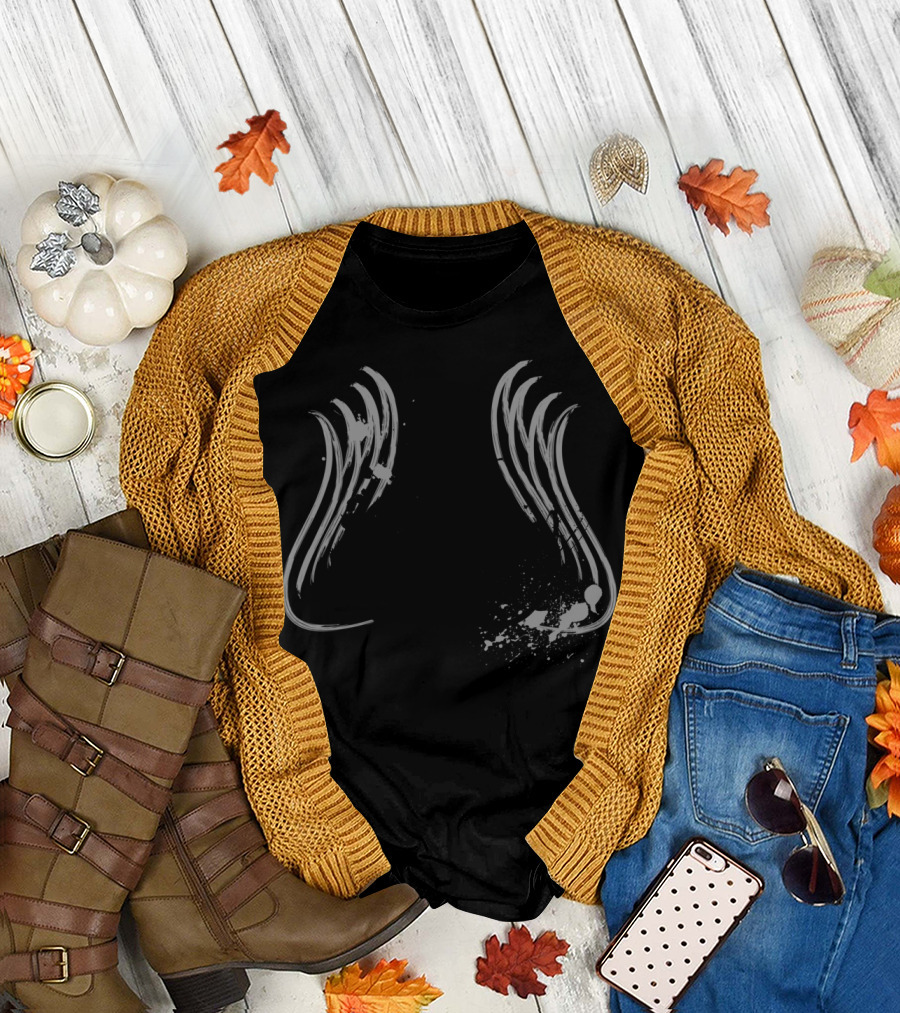 Black Ace Splatter Ink Winged Ace Spade T-Shirt
