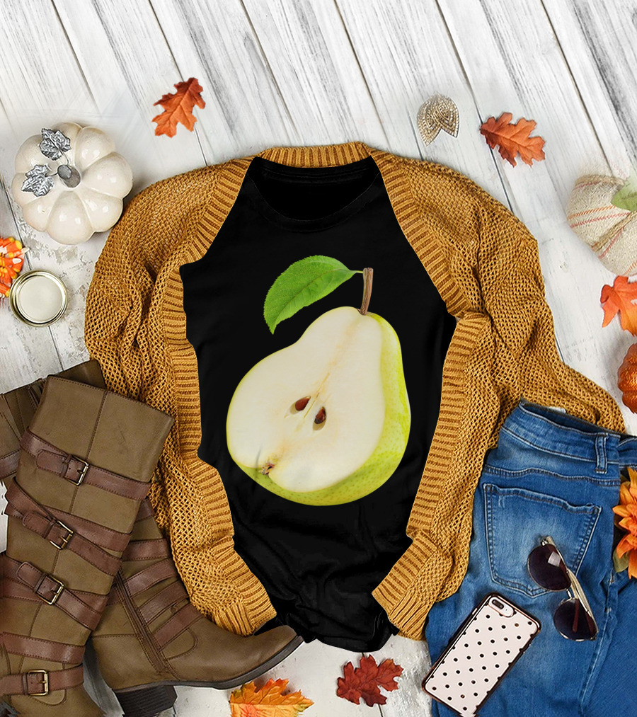 Half Of Pear Slice with Leaf T-Shirt