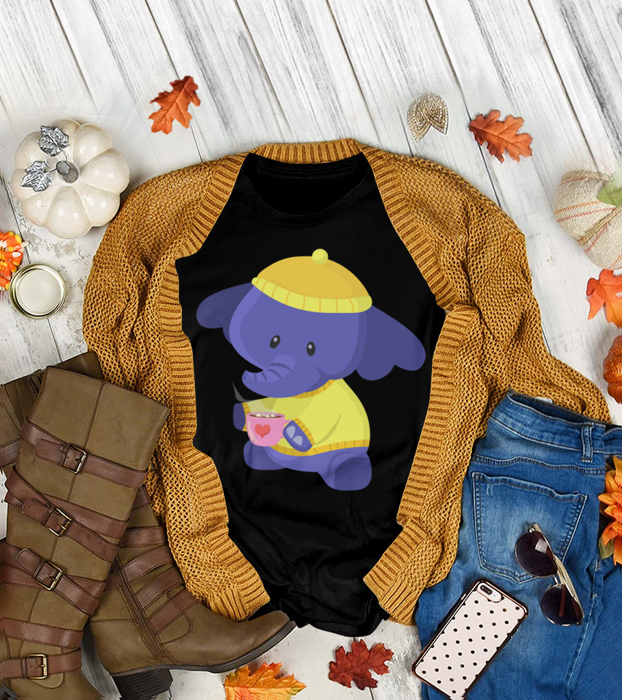 Elephant Winter Times Cozy Hot Cocoa Moment T-Shirt