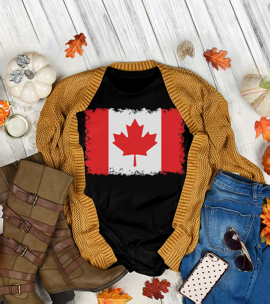 Grunge Distressed Flag Of Canada Maple Leaf T-Shirt