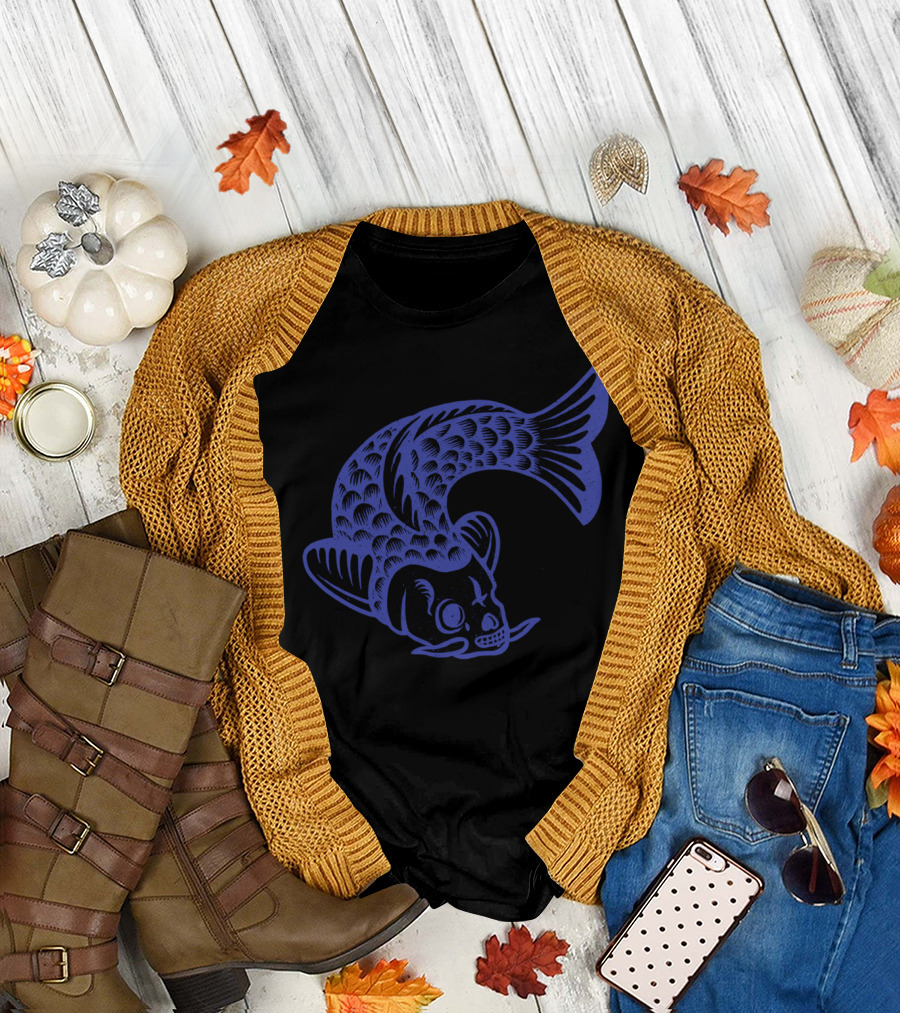 Deadcarp Skeleton Blue Fish T-Shirt