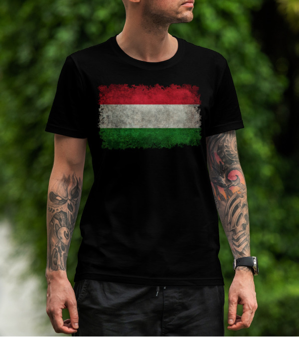 Flag Of Hungary Vintage Style Weathered Distressed Look T-Shirt
