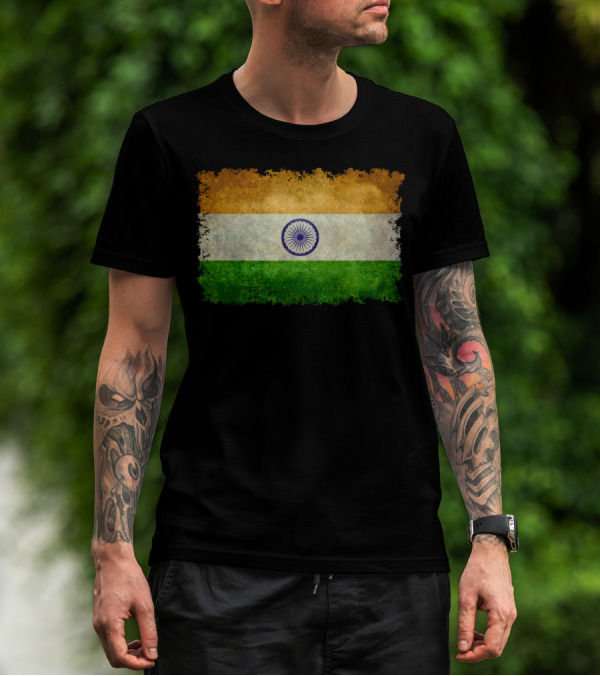 Flag Of India Grunge Style Texture T-Shirt