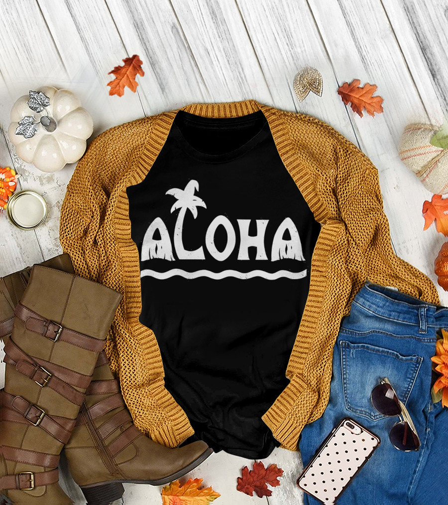 ALOHA Palm Tree Wave T-Shirt