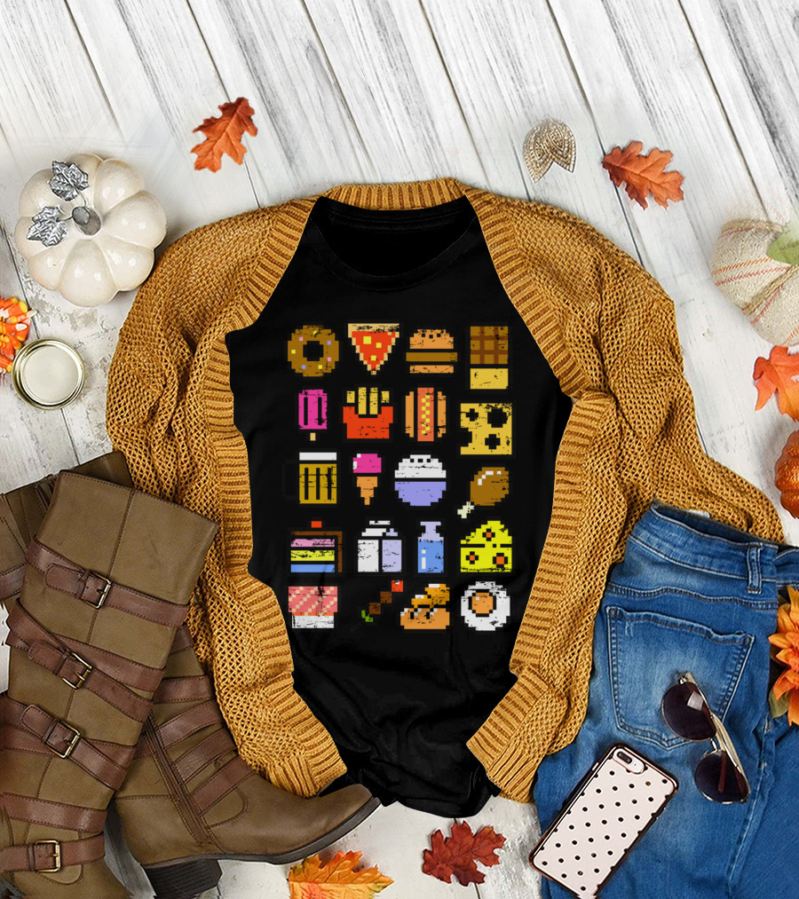 8 Biit Pixel Food Icons T-Shirt