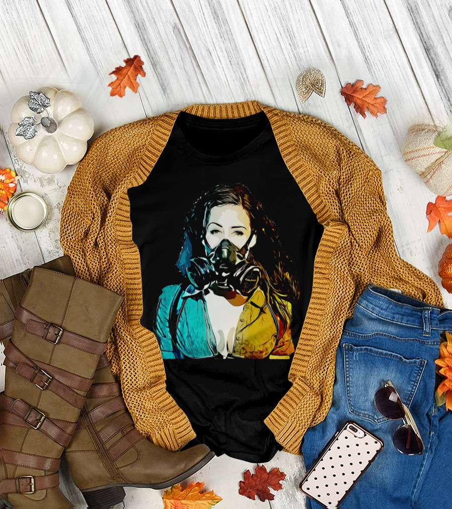 Gas Mask Woman Colorful T-Shirt