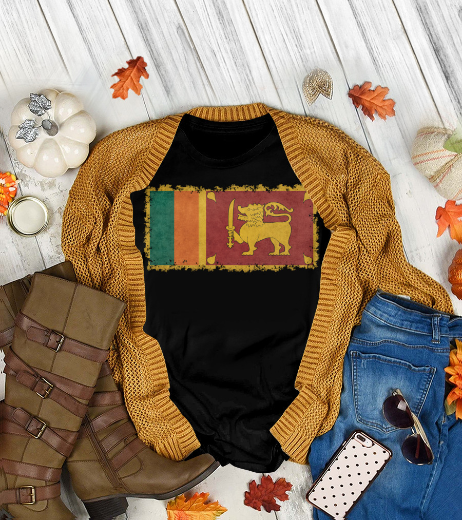Sri Lanka Lion Flag Vintage Distressed Look T-Shirt