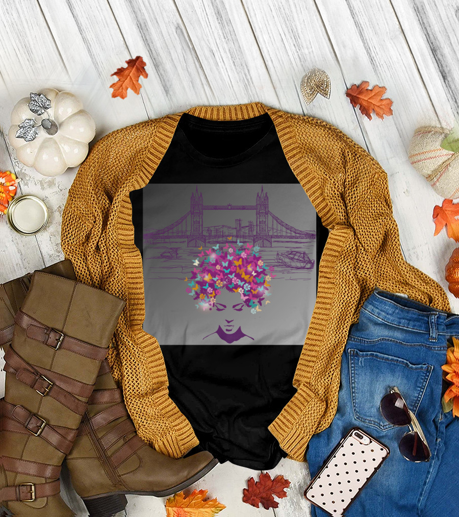 Inter Beuty Tower Bridge Butterfly Hair Transformation T-Shirt