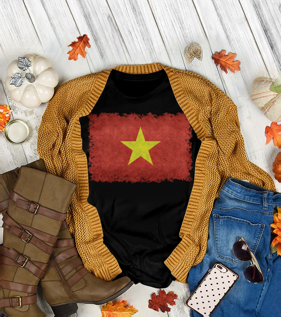 Vietnam Flag with Vintage Texture Style Elements T-Shirt