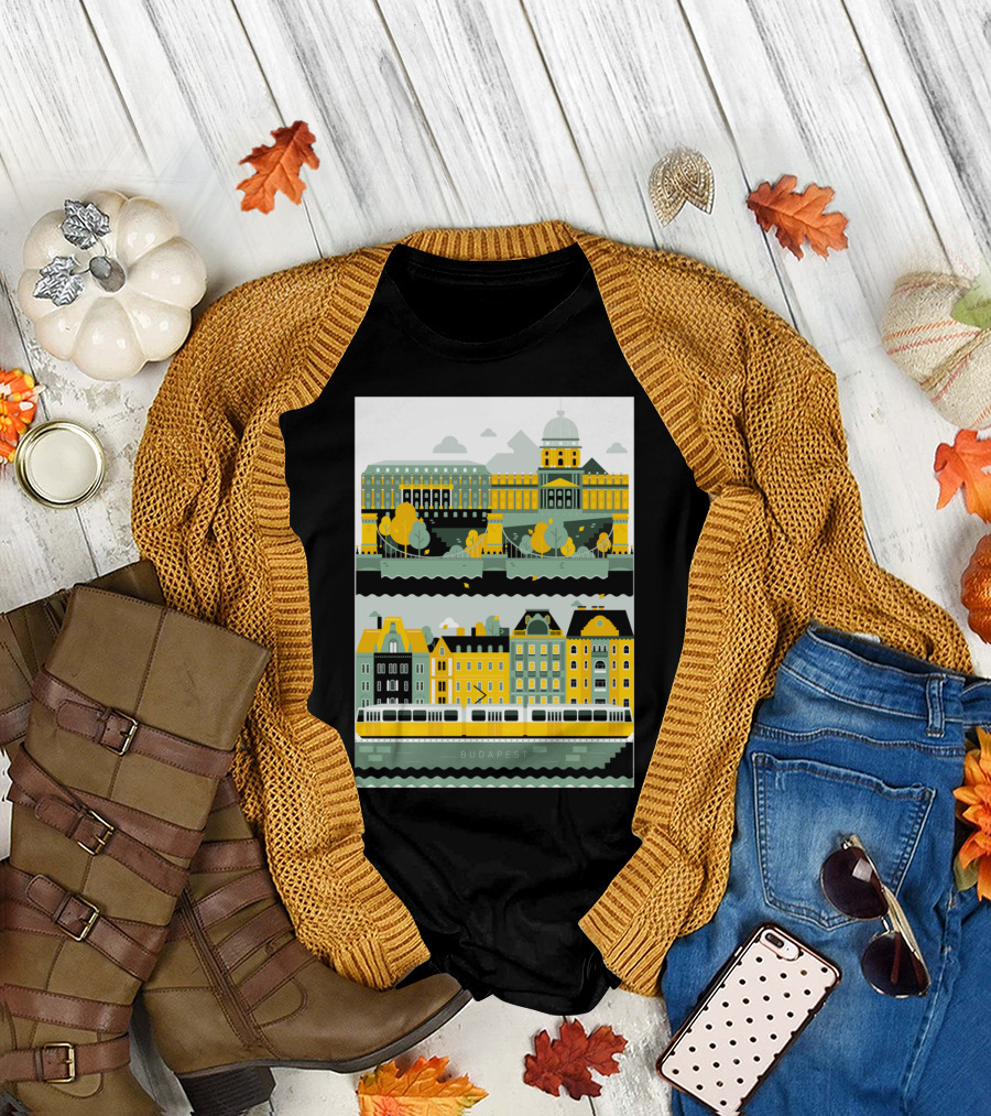 Budapest Cityscape with Tram and Iconic Architecture T-Shirt