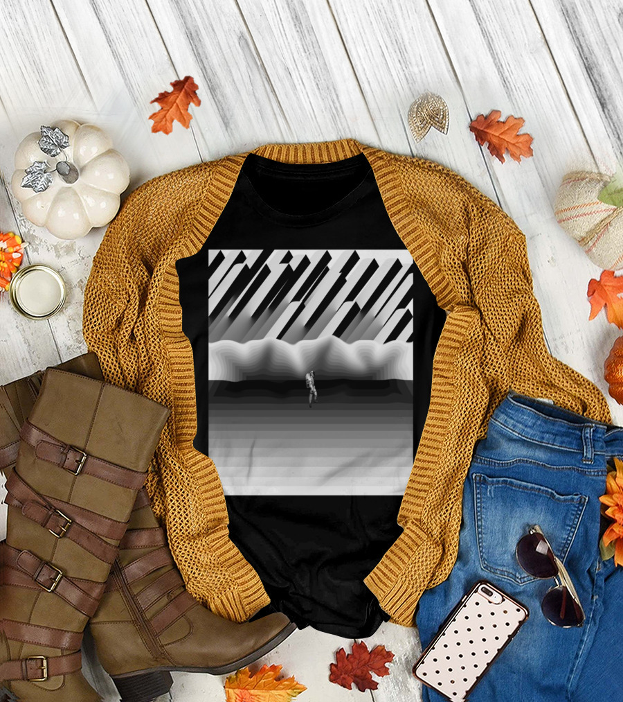 Build A Home Monochrome Abstract Landscape with Figure T-Shirt