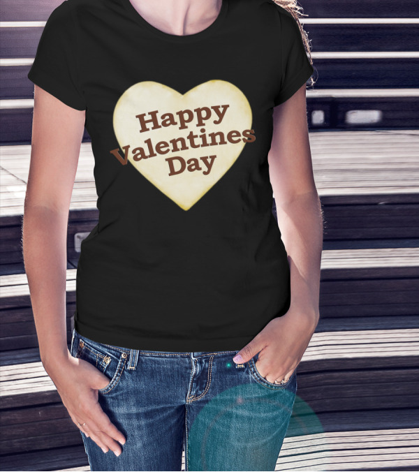 Happy Valentines Day Heart Shaped Text Des T-Shirt