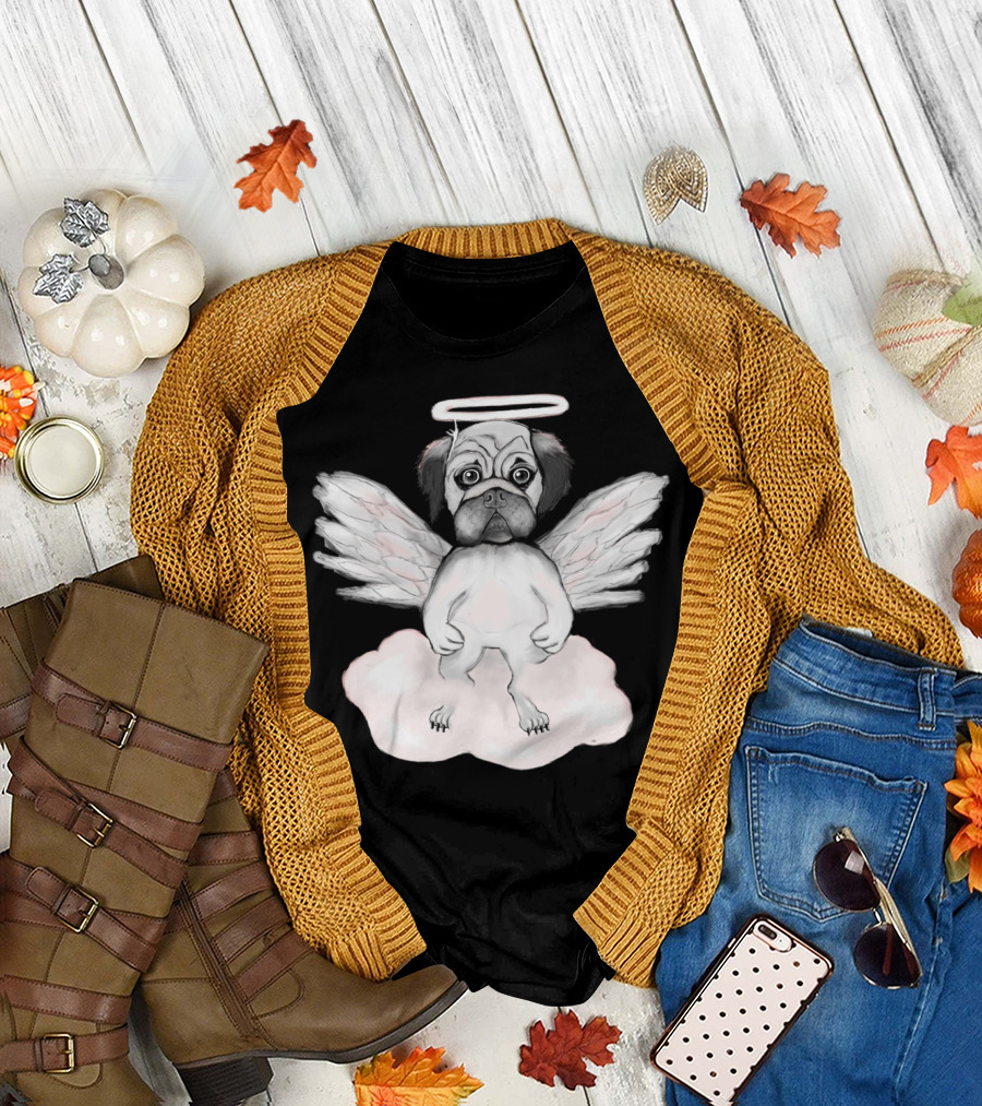 Engel Dog Winged Angelic Pug on Cloud T-Shirt