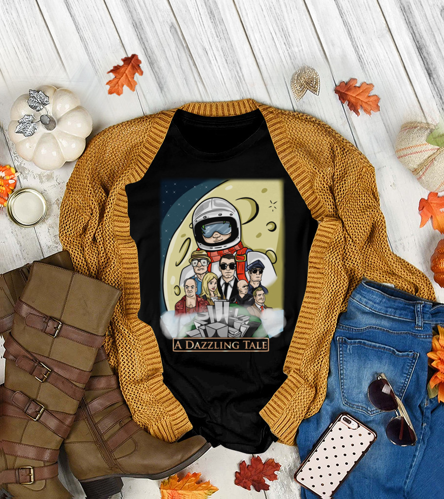A Dazzling Tale: Moon Astronaut Cityscape Figures T-Shirt
