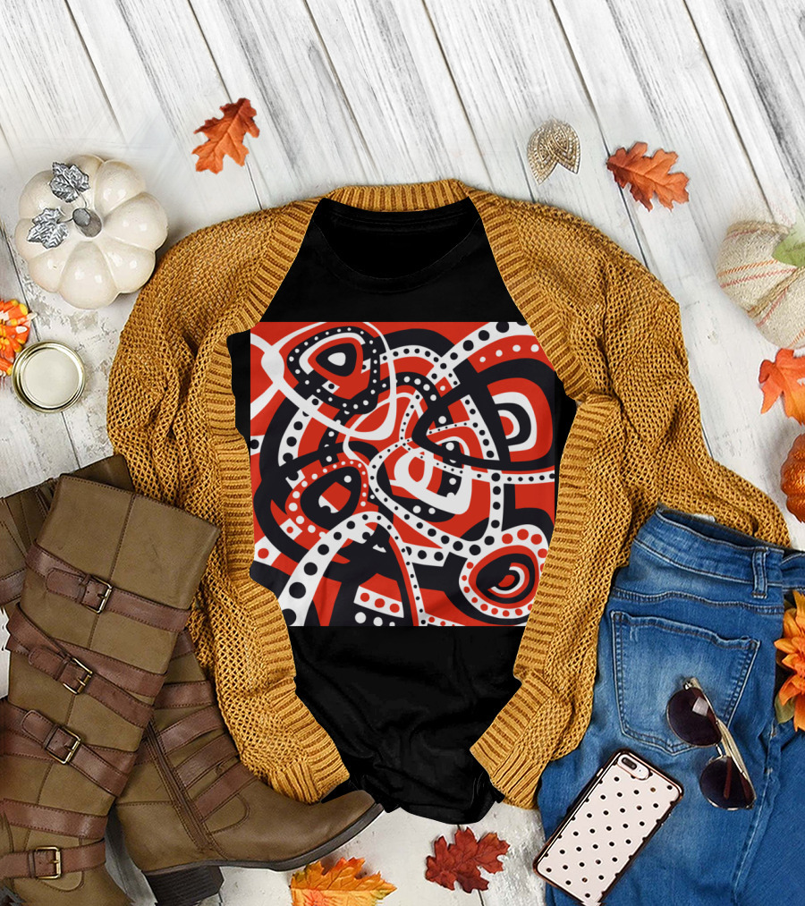 Flamenco Dance Abstract Swirls Red Black T-Shirt