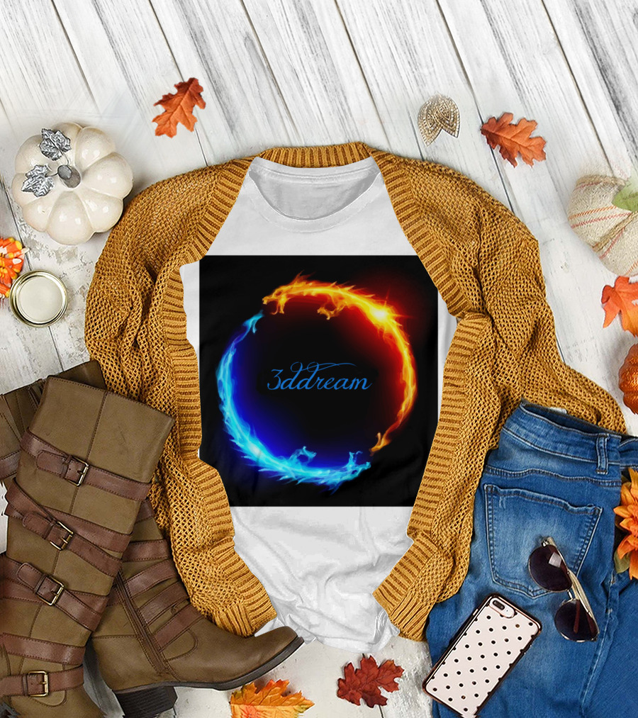 3dDream Burn In Flames Ring of Fire and Ice T-Shirt