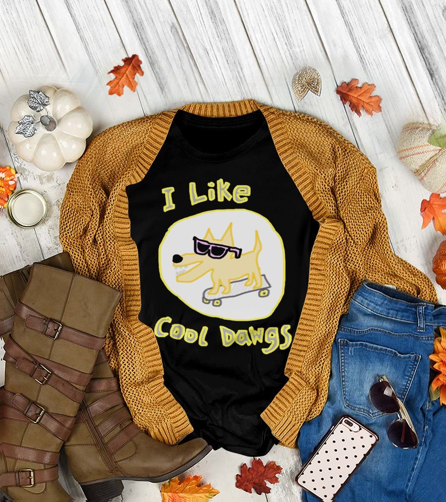 I Like Cool Dawgs Skateboard Sunglasses T-Shirt