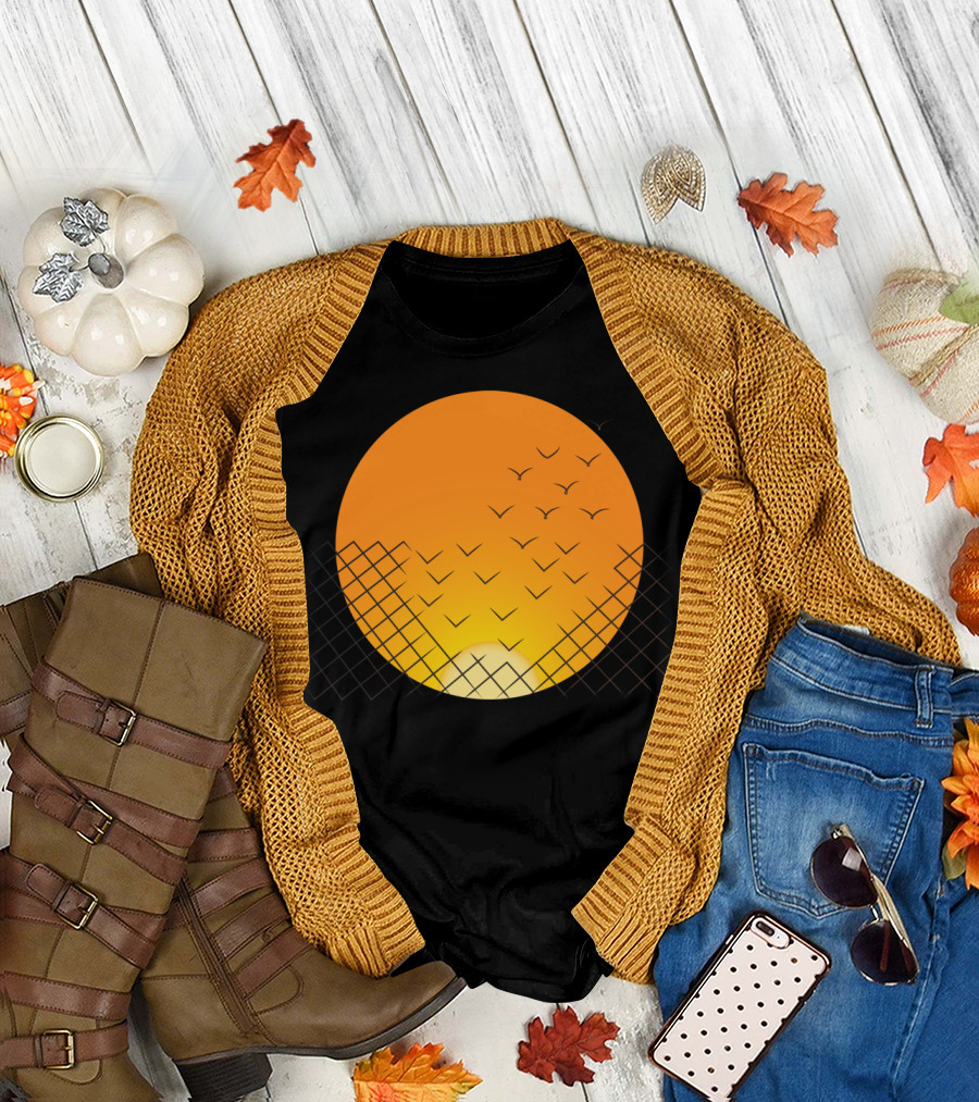 Sunset Escape Birds and Fence T-Shirt