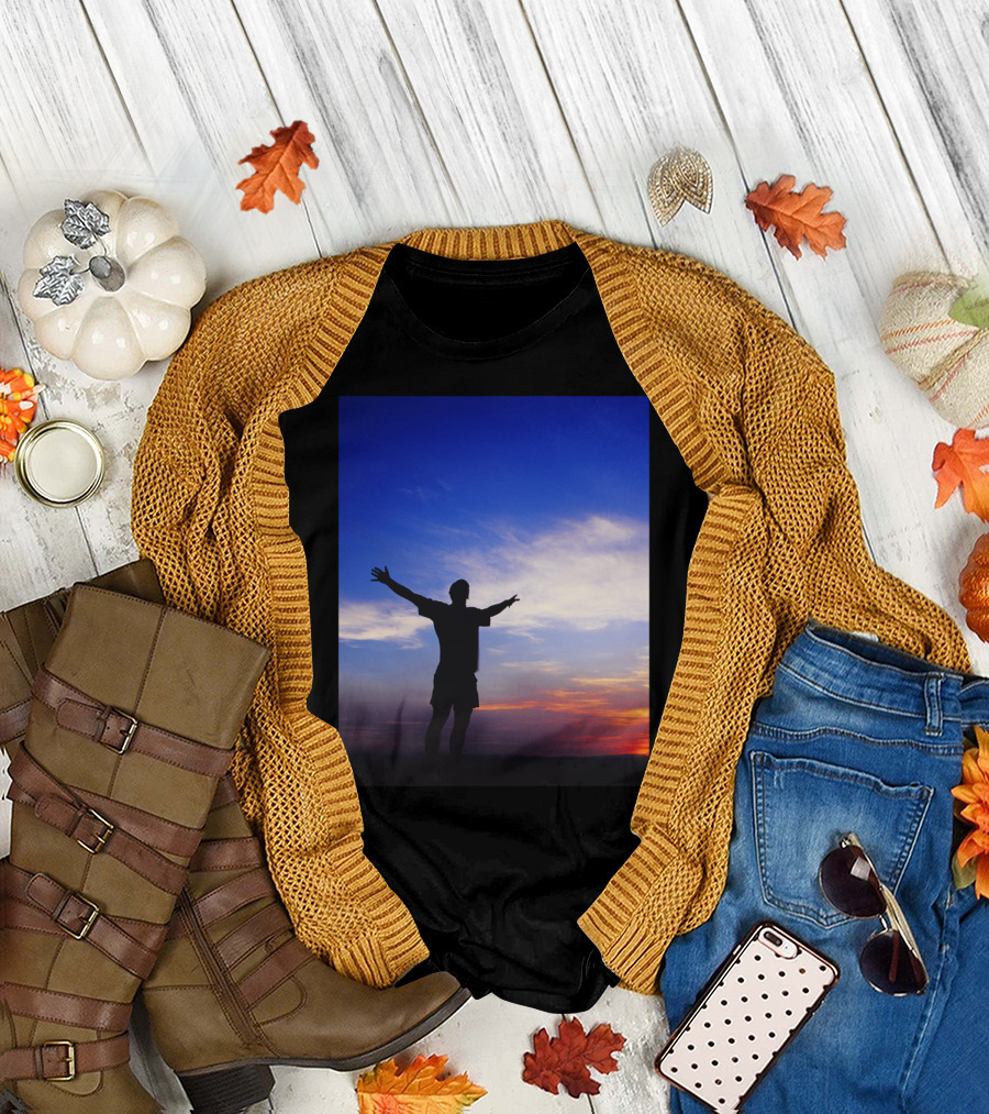 Sunset Happiness Silhouette Against Colorful Sky T-Shirt