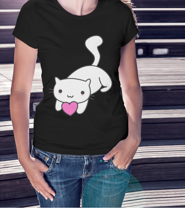 Happy Cat With Heart T-Shirt