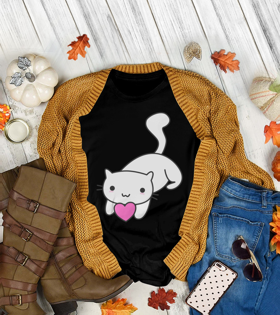 Happy Cat with Heart T-Shirt