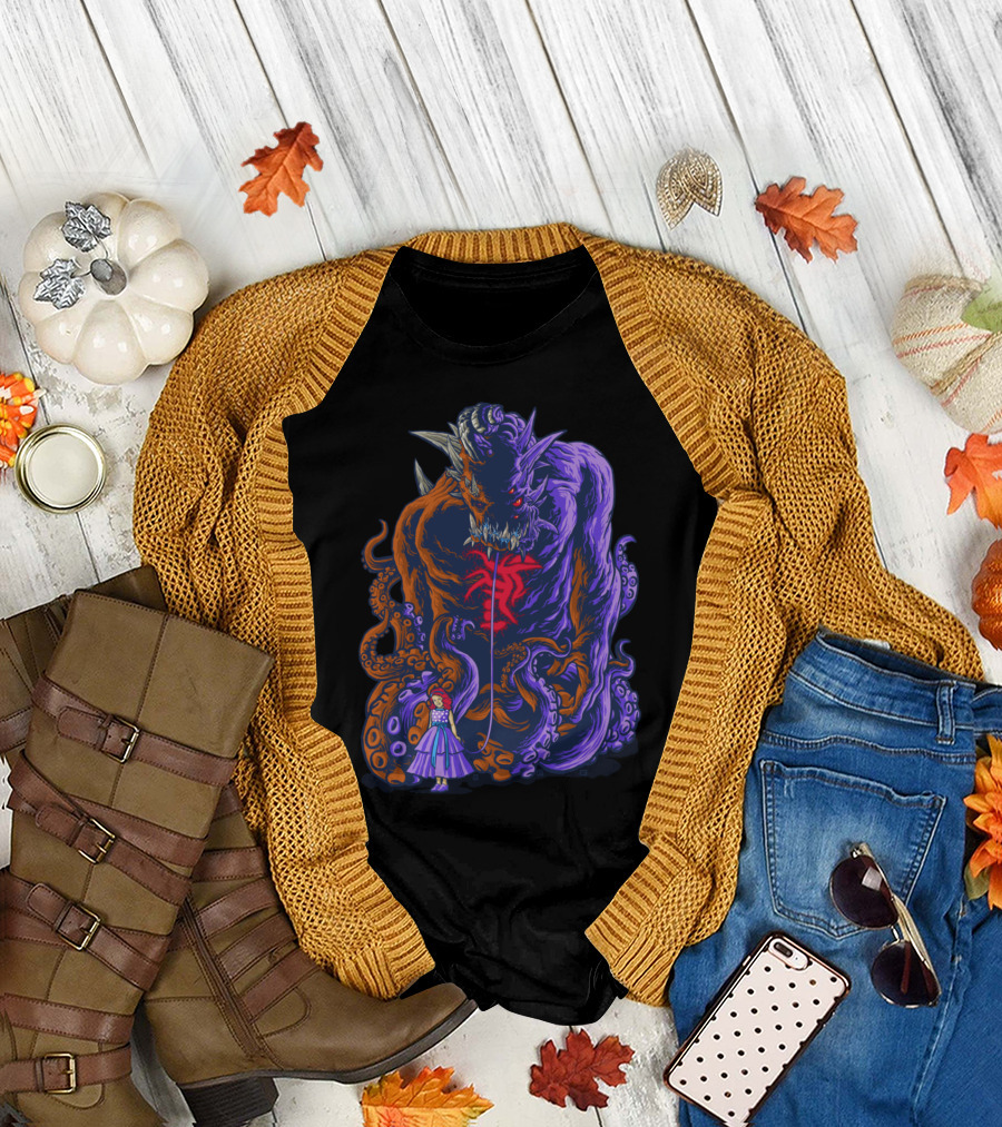 Demon with Tentacles and Little Girl Duo T-Shirt