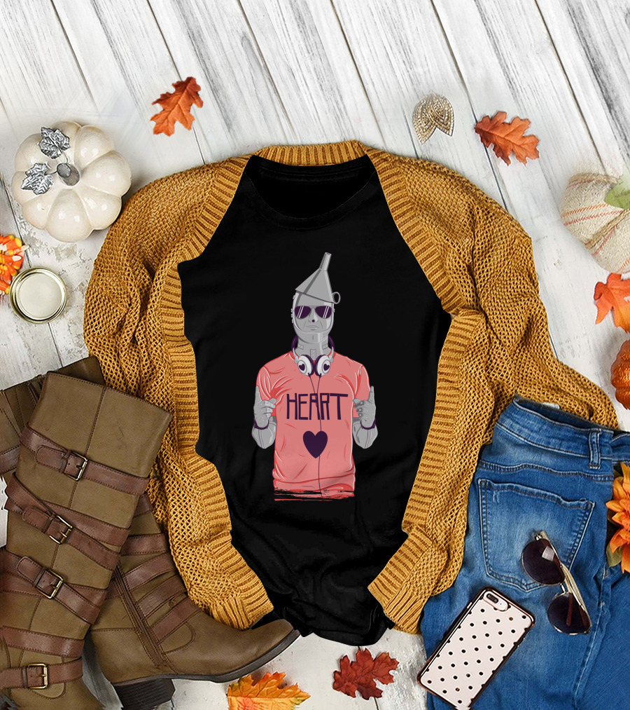 Tin Man Heart Wearing Headphones T-Shirt