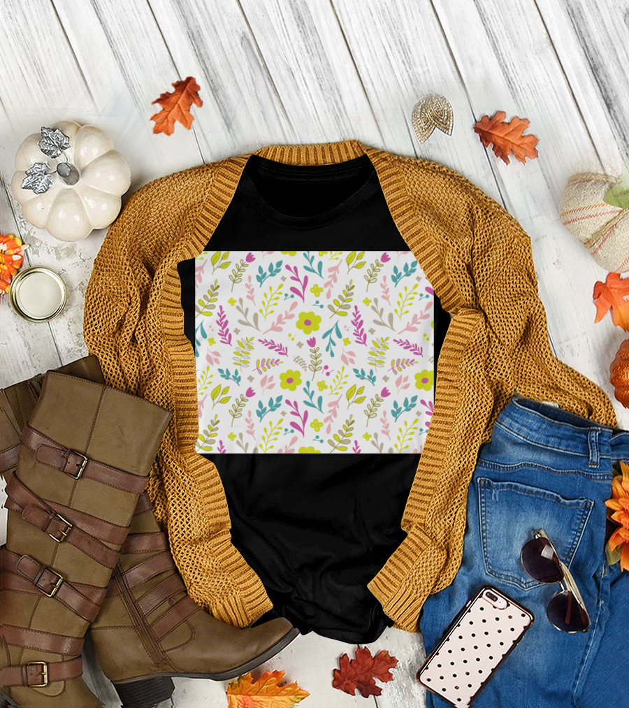 Happy Colorful Floral Pattern Everywhere T-Shirt