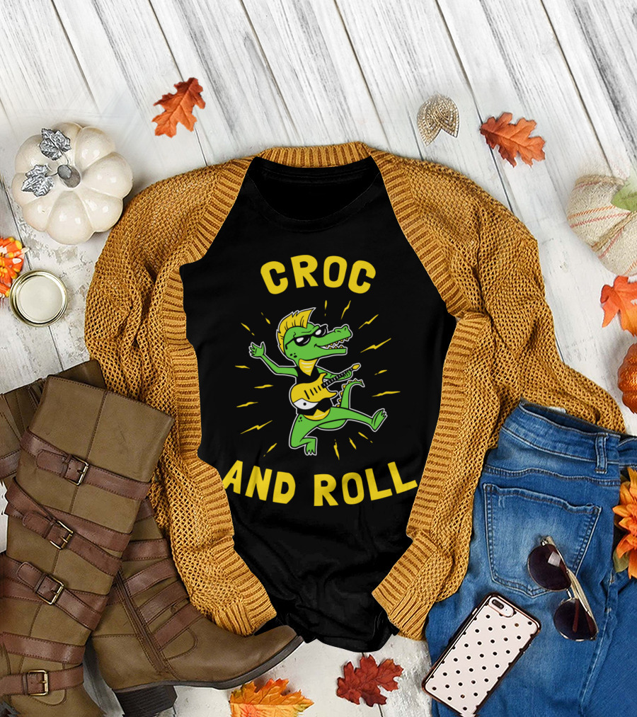 Croc And Roll Rocking Guitar Crocodile T-Shirt