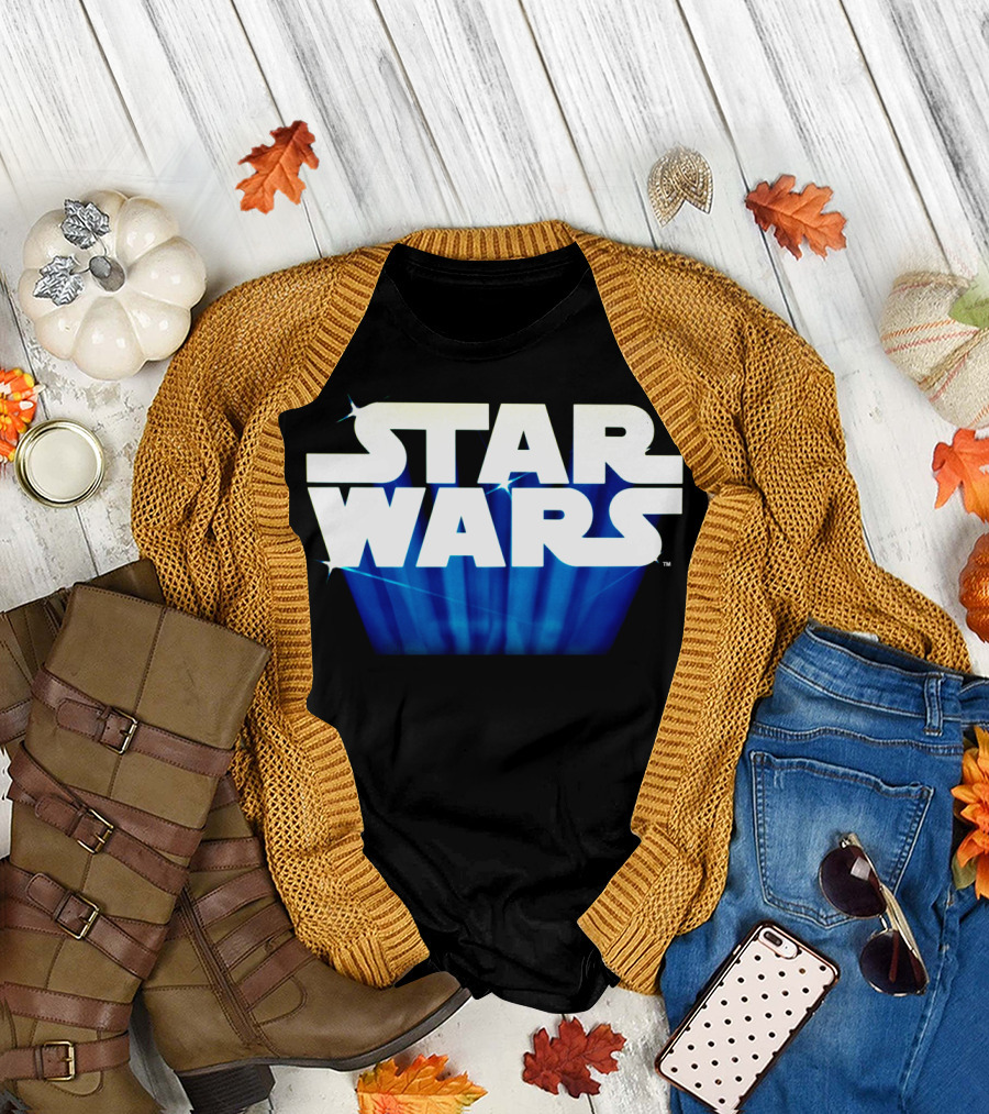 Star Wars Floating Logo Blue Glow T-Shirt