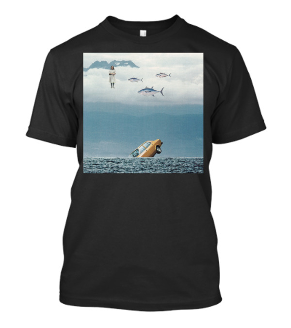 Lost Control Scenic Surrealism Floating Person Fish Car In Water T-Shirt