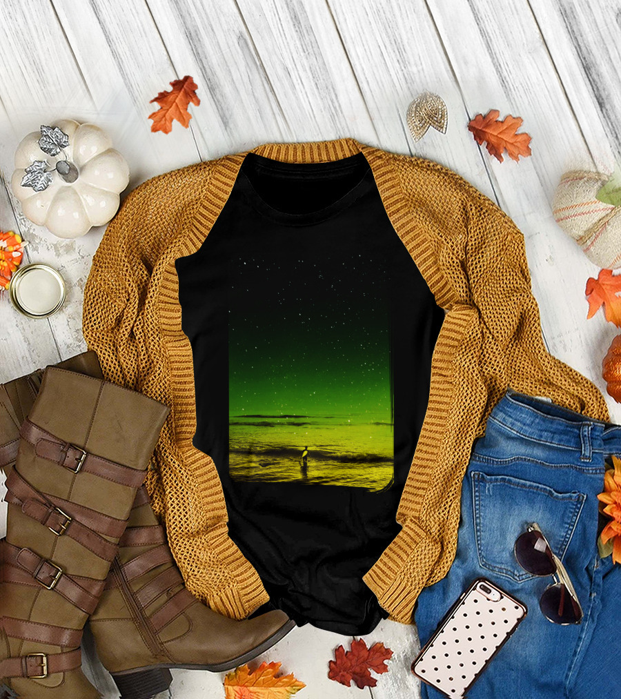 Lost Surfer Starry Night Ocean Scene Series T-Shirt