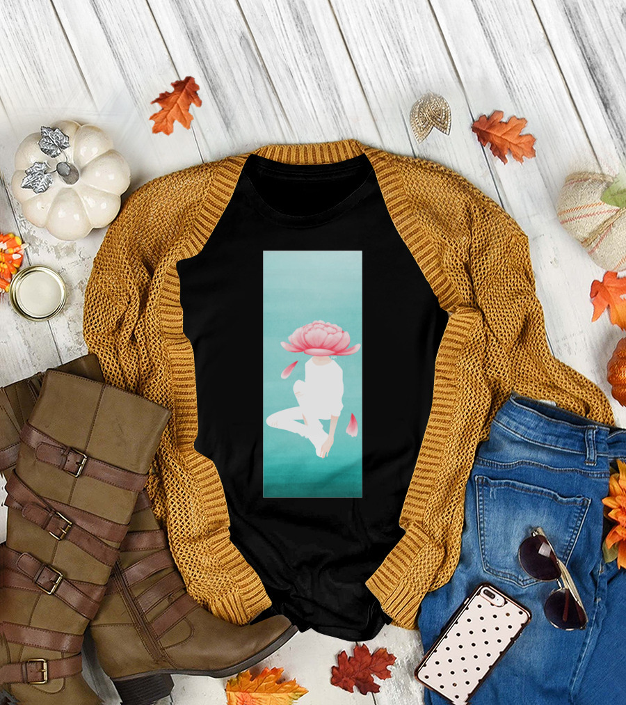 Flowerboy Head in Bloom Peony on Teal T-Shirt