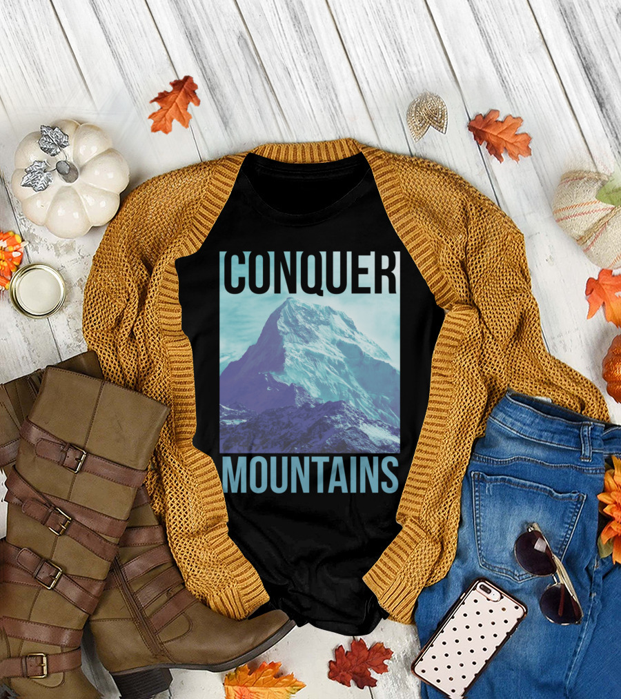 Conquer Mountains Adventure Motivation T-Shirt