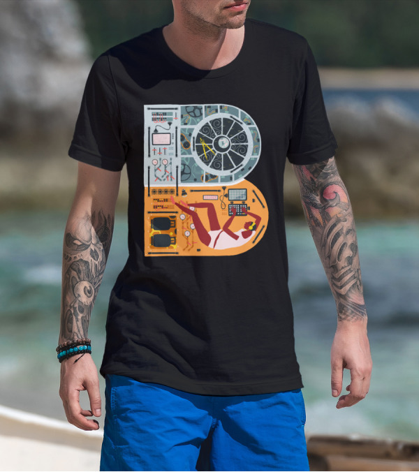 Navigation Control Panel With Astronaut In Spaceship Cockpit T-Shirt
