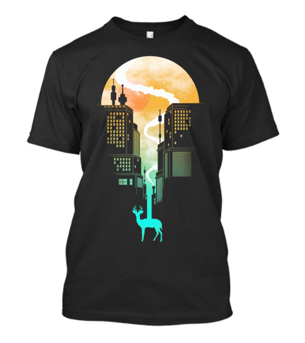 Need More Space Celestial Urban Deer Scene T-Shirt