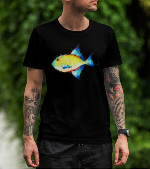 Esperimentoza Vibrant Yellow Blue Fish T-Shirt