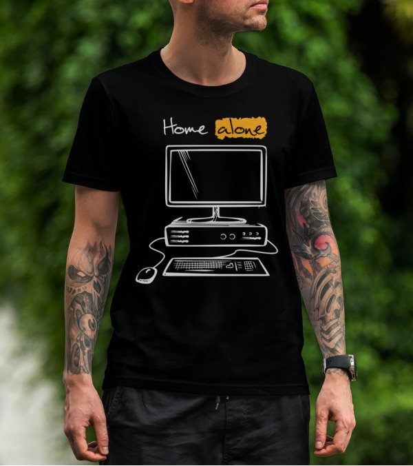 Home Alone Computer Sketch Yellow Highlight T-Shirt