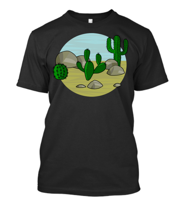 Desert Cactus Landscape With Rocks And Sky T-Shirt